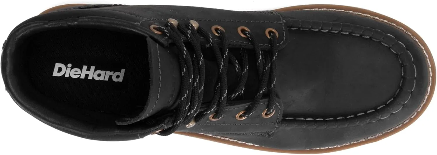 DieHard Mustang Wedge Black Boot – Soft Toe, Full Grain Leather, Slip-Resistant, Electrical Hazard Protection