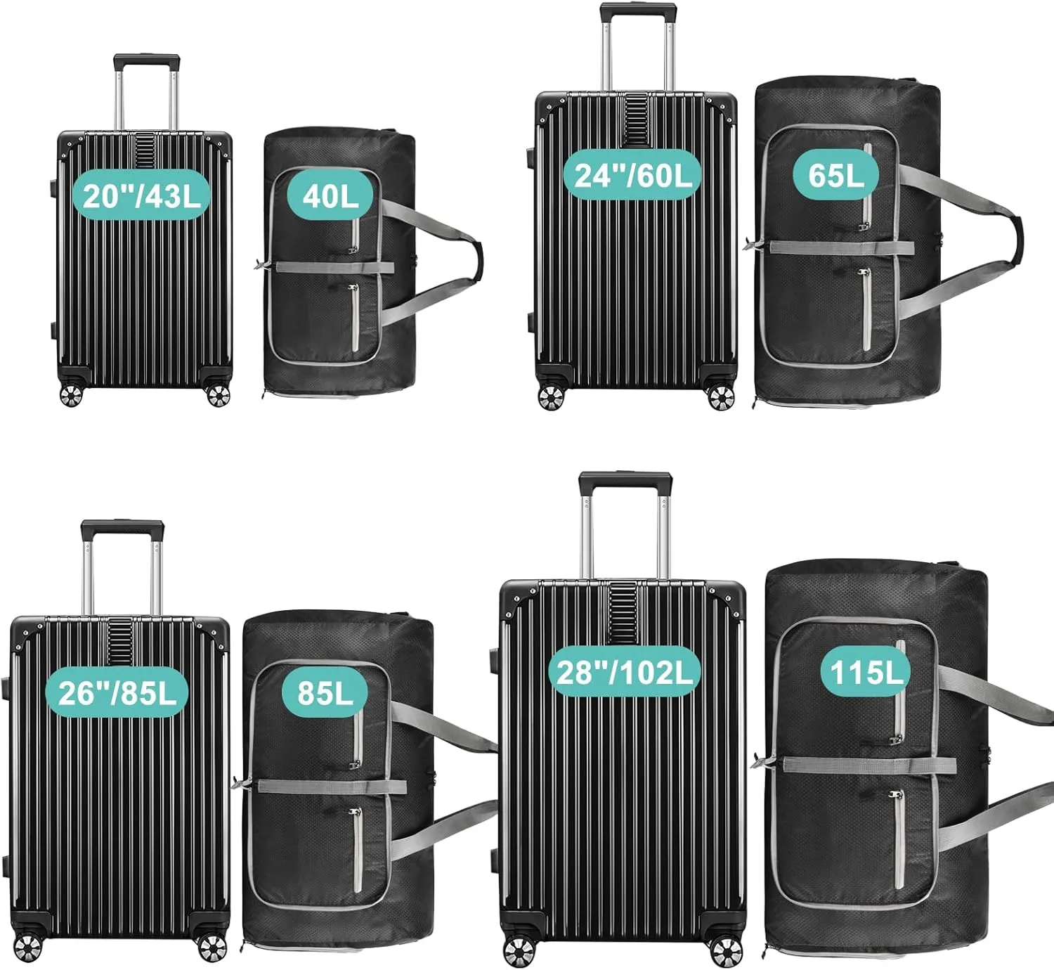 Dimayar Travel Duffle Bag for Men Women - Foldable Duffel Bag with Shoes Compartment - Overnight Bags Waterproof & Tear Resistant(115L,Black)