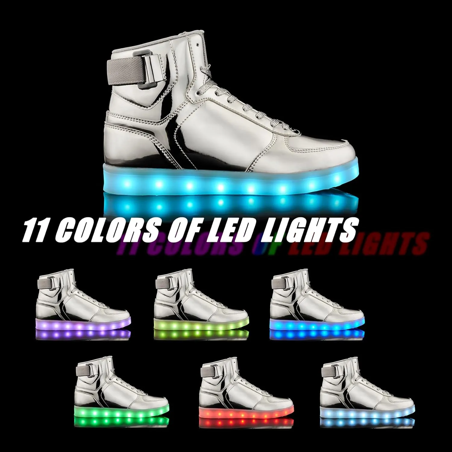 DIYJTS Unisex LED Light Up Shoes, Fashion High Top LED Sneakers USB Rechargeable Glowing Luminous Shoes for Men, Women, Teens