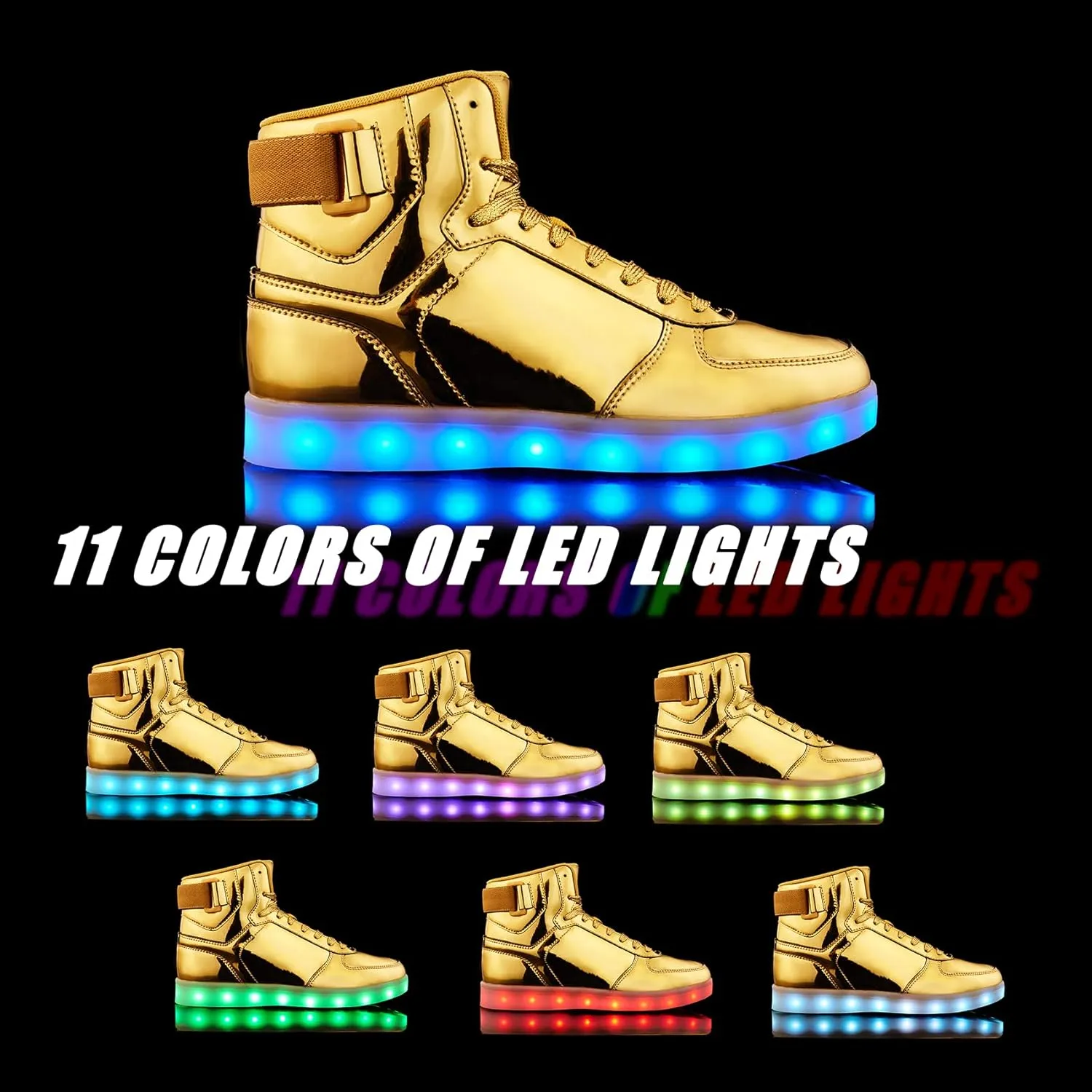 DIYJTS Unisex LED Light Up Shoes, Fashion High Top LED Sneakers USB Rechargeable Glowing Luminous Shoes for Men, Women, Teens
