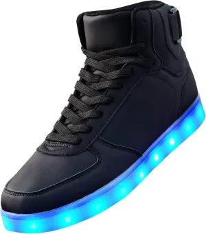 DIYJTS Unisex LED Light Up Shoes, Fashion High Top LED Sneakers USB Rechargeable Glowing Luminous Shoes for Men, Women, Teens