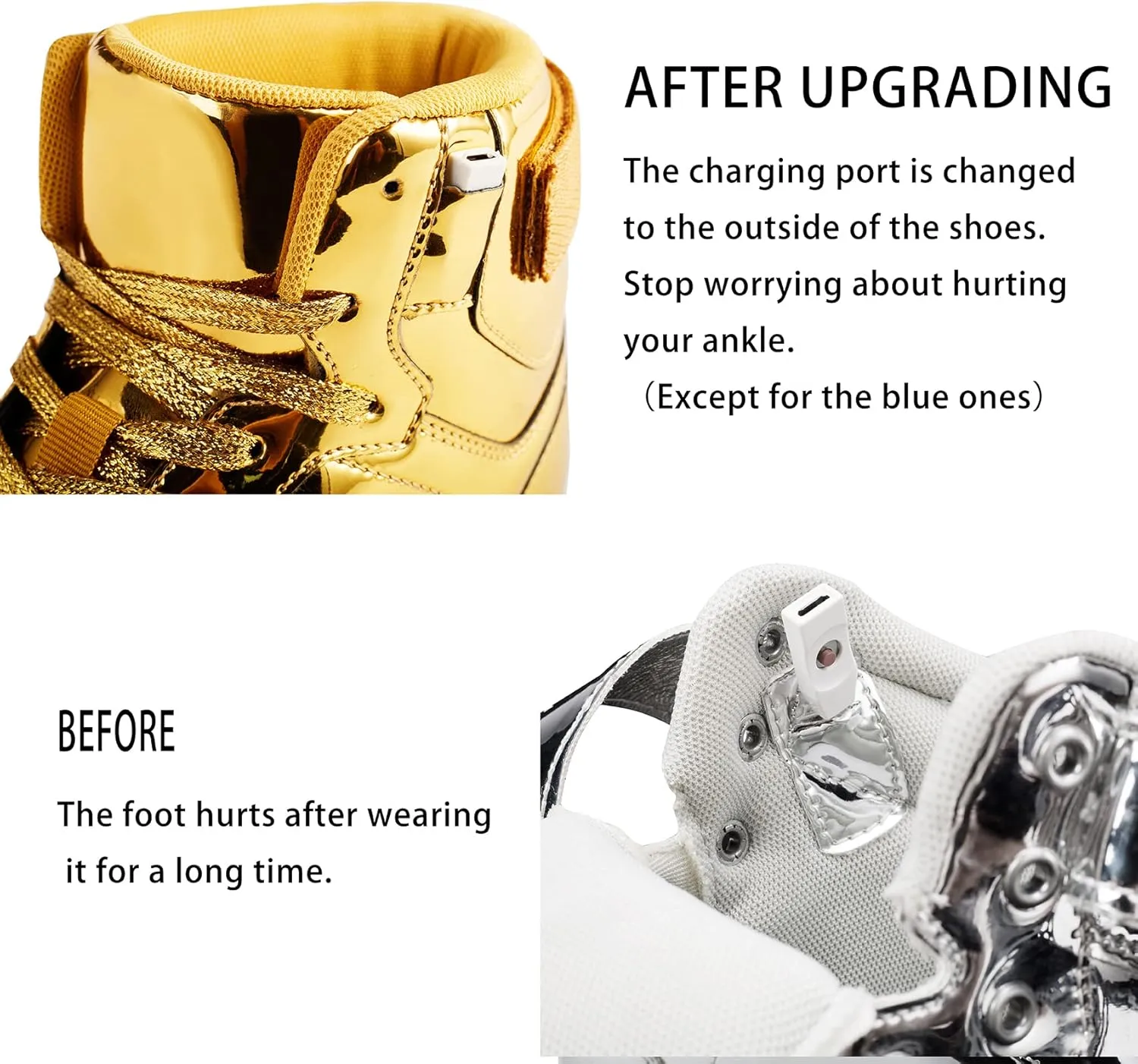 DIYJTS Unisex LED Light Up Shoes, Fashion High Top LED Sneakers USB Rechargeable Glowing Luminous Shoes for Men, Women, Teens