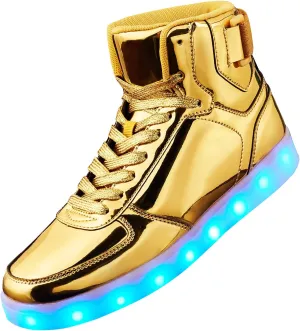DIYJTS Unisex LED Light Up Shoes, Fashion High Top LED Sneakers USB Rechargeable Glowing Luminous Shoes for Men, Women, Teens