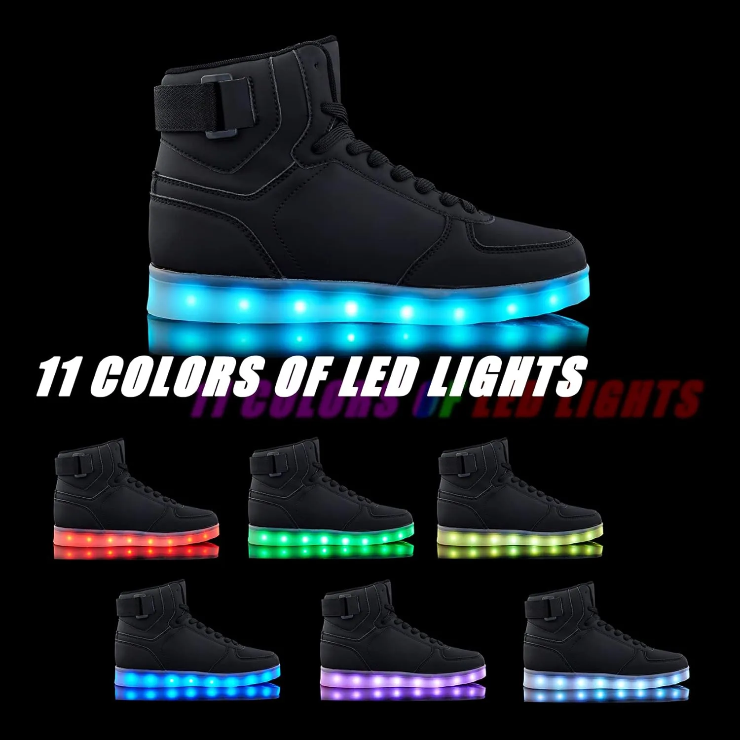 DIYJTS Unisex LED Light Up Shoes, Fashion High Top LED Sneakers USB Rechargeable Glowing Luminous Shoes for Men, Women, Teens