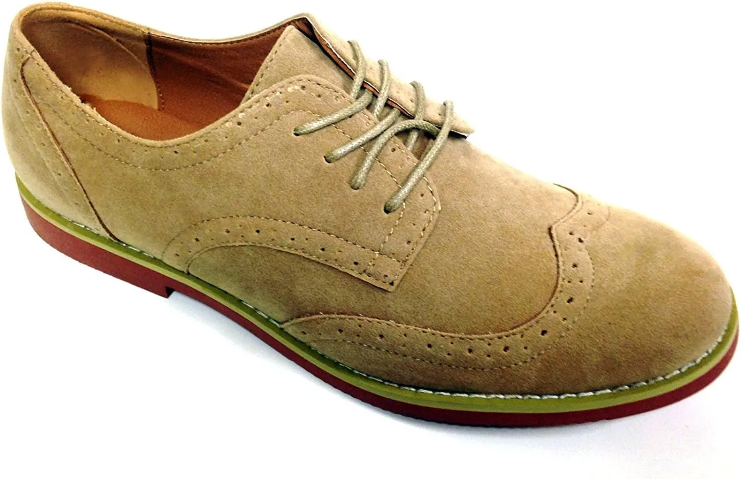 DK2S Men's Dress Suede Wingtip Classic Brogue Lace Up Leather Lined Oxfords Casual Shoes