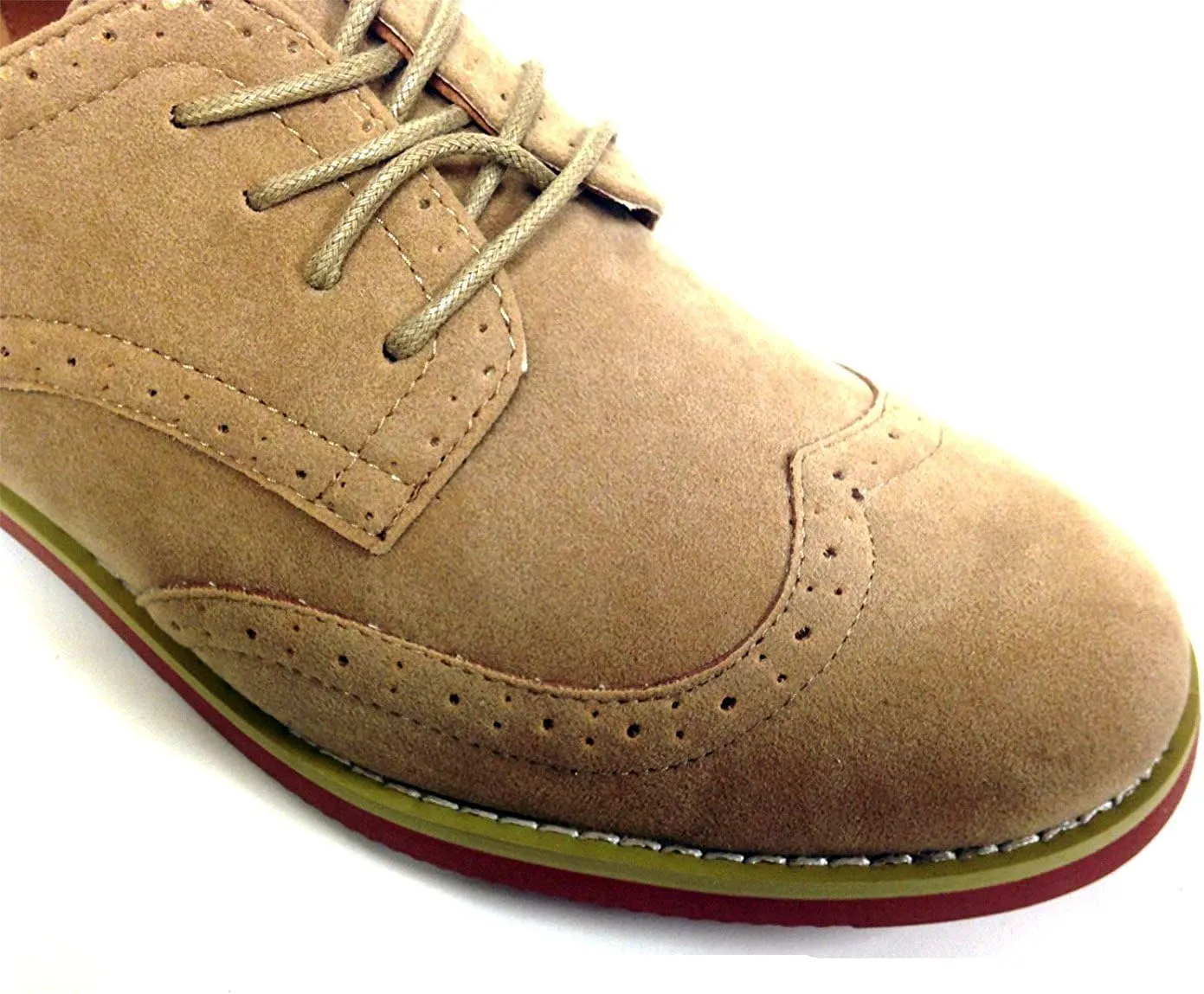 DK2S Men's Dress Suede Wingtip Classic Brogue Lace Up Leather Lined Oxfords Casual Shoes