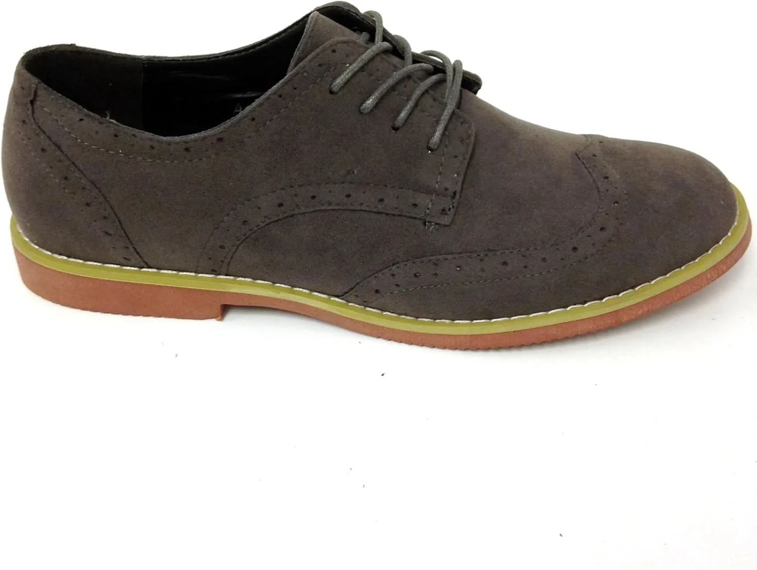 DK2S Men's Dress Suede Wingtip Classic Brogue Lace Up Leather Lined Oxfords Casual Shoes
