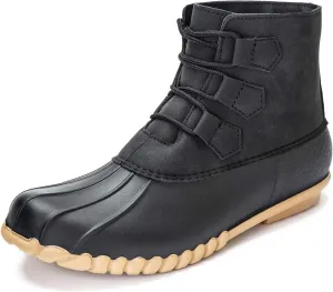 DKSUKO Women's Duck Boots Lace Up Waterproof Ankle Snow Rain Boots