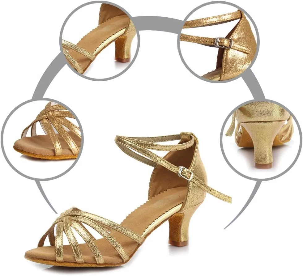 DKZSYIM Women Latin Dance Shoes Ballroom Salsa Tango Practice Performence Party Dancing Shoes,Model 1810-6