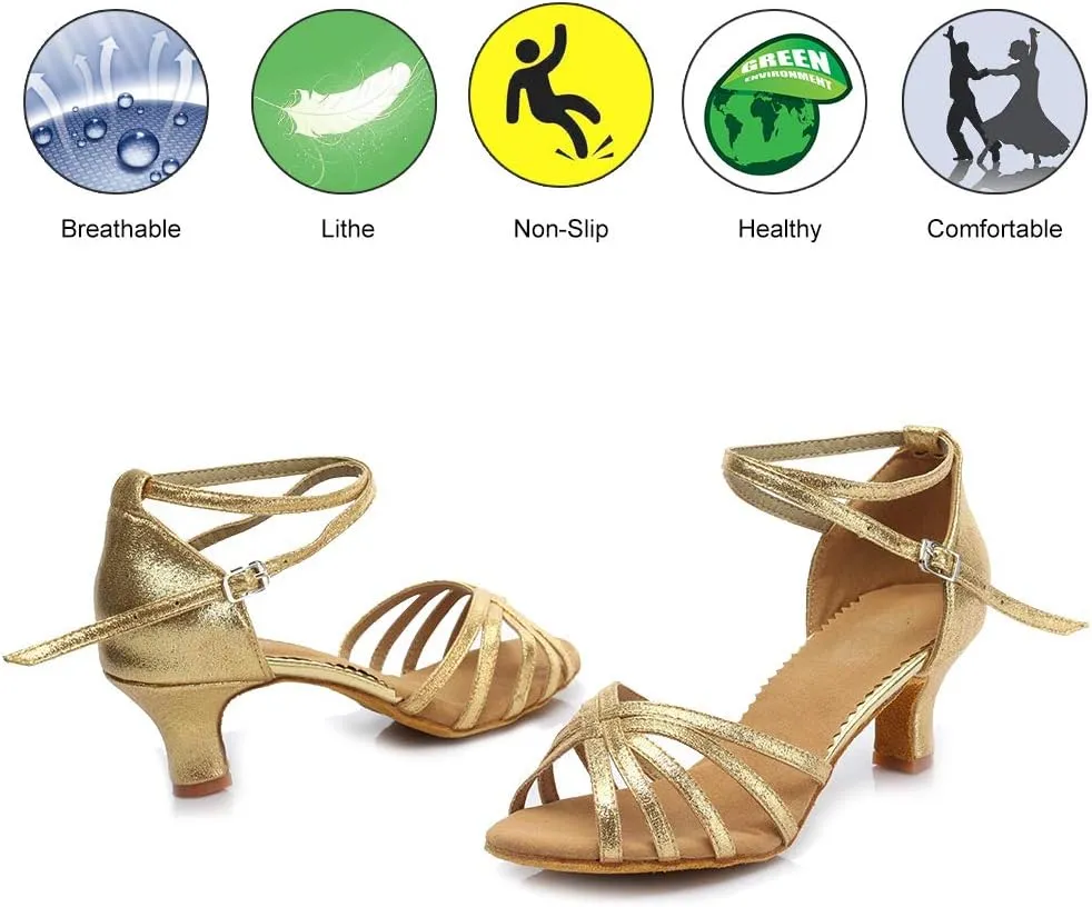 DKZSYIM Women Latin Dance Shoes Ballroom Salsa Tango Practice Performence Party Dancing Shoes,Model 1810-6