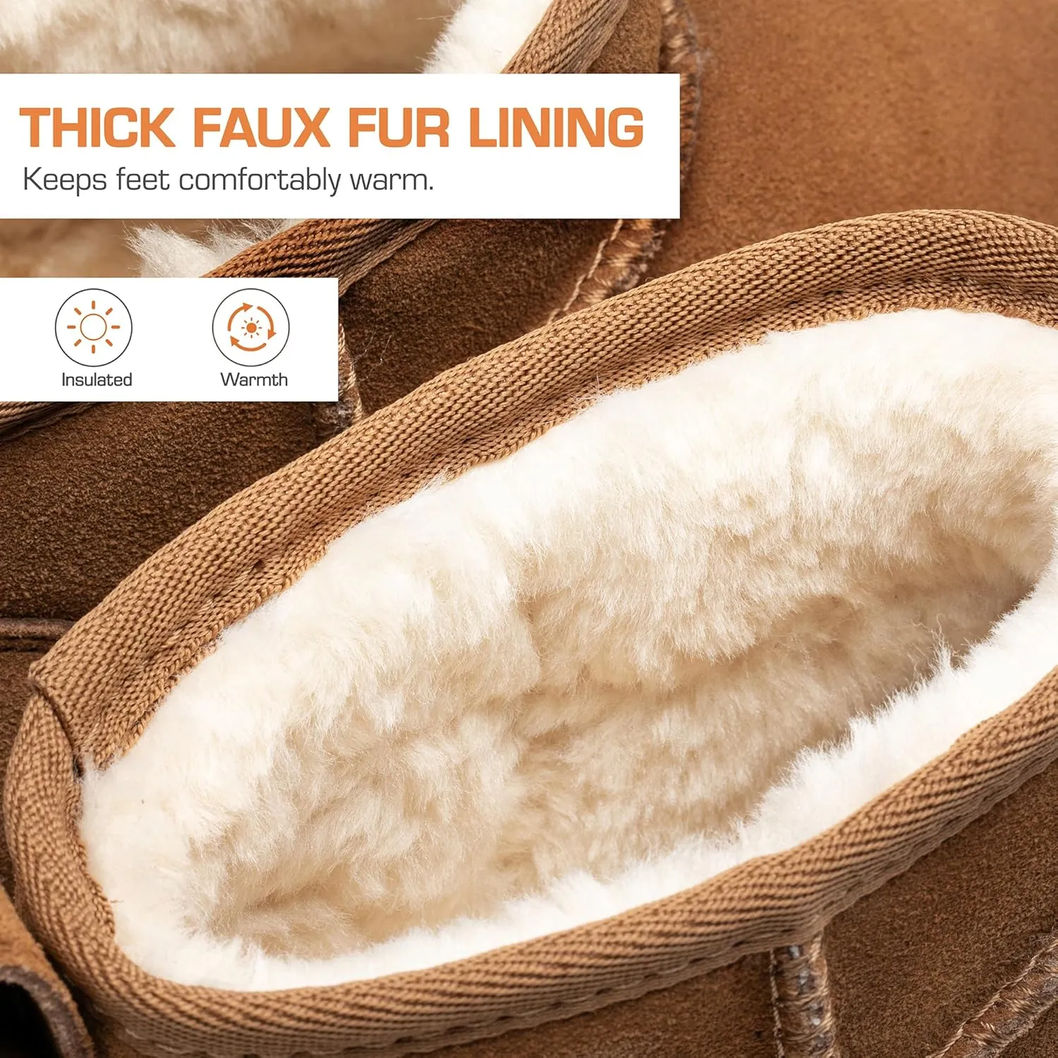 DREAM PAIRS Ankle Winter Mini Boots for Women Genuine Suede Faux Fur Lining Water Resistant Warm Snow Boots Slip On Memory Foam Comfort Booties FuzzyClassic