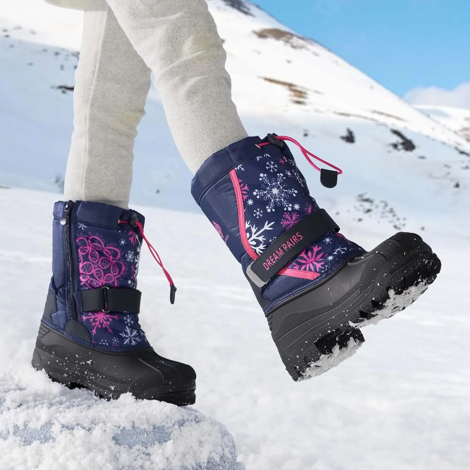 DREAM PAIRS Boys & Girls Mid Calf Water-Resistant Winter Snow Boots for Toddler/Little/Big Kid