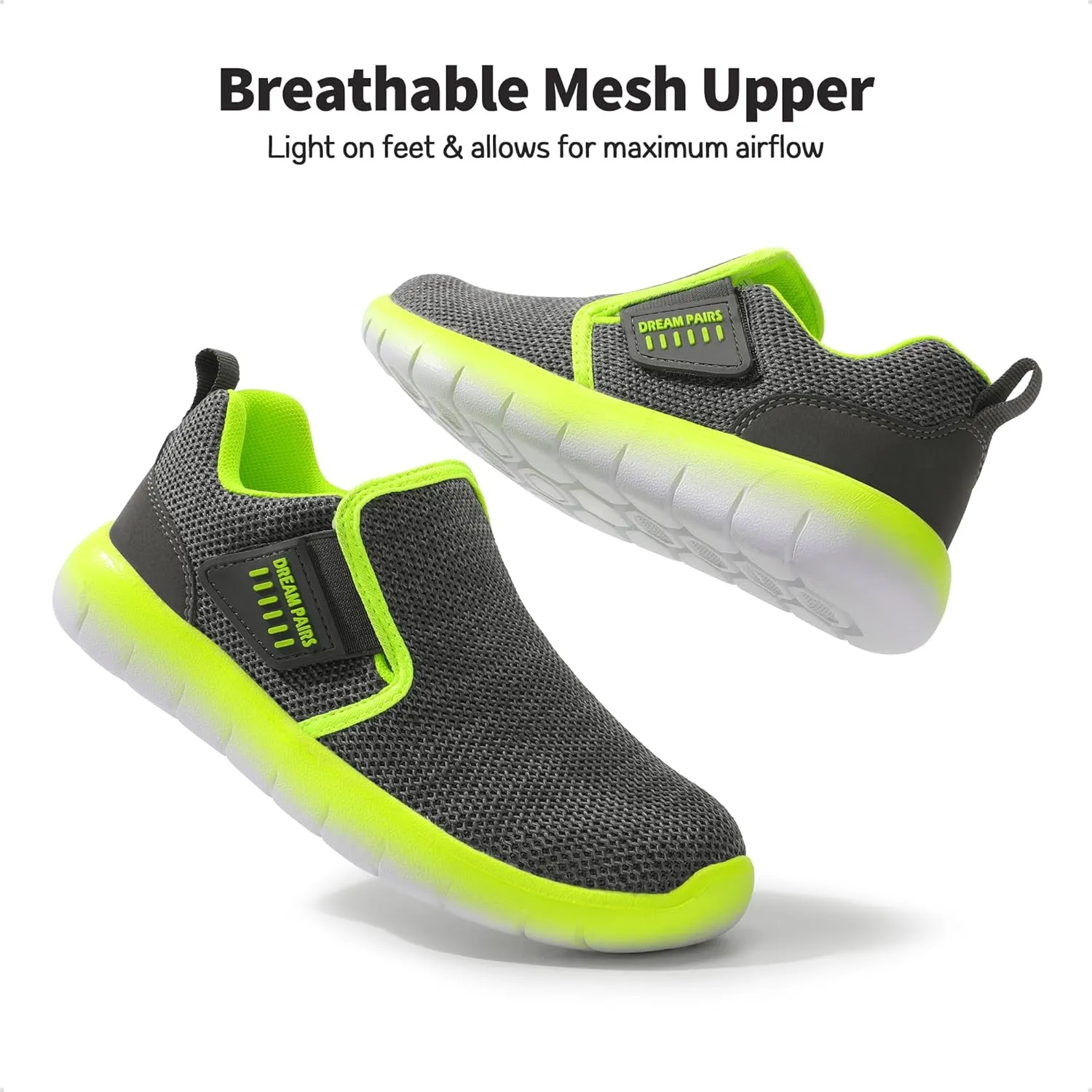 DREAM PAIRS Boys Girls Shoes Kids Slip on Tennis EZ-Ons MightyMovers Running Athletic Barefoot Zero Drop Sports Sneakers