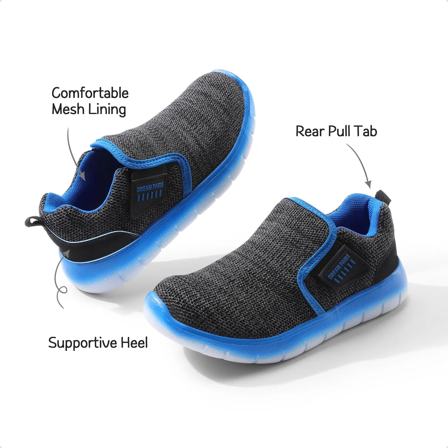 DREAM PAIRS Boys Girls Shoes Kids Slip on Tennis EZ-Ons MightyMovers Running Athletic Barefoot Zero Drop Sports Sneakers