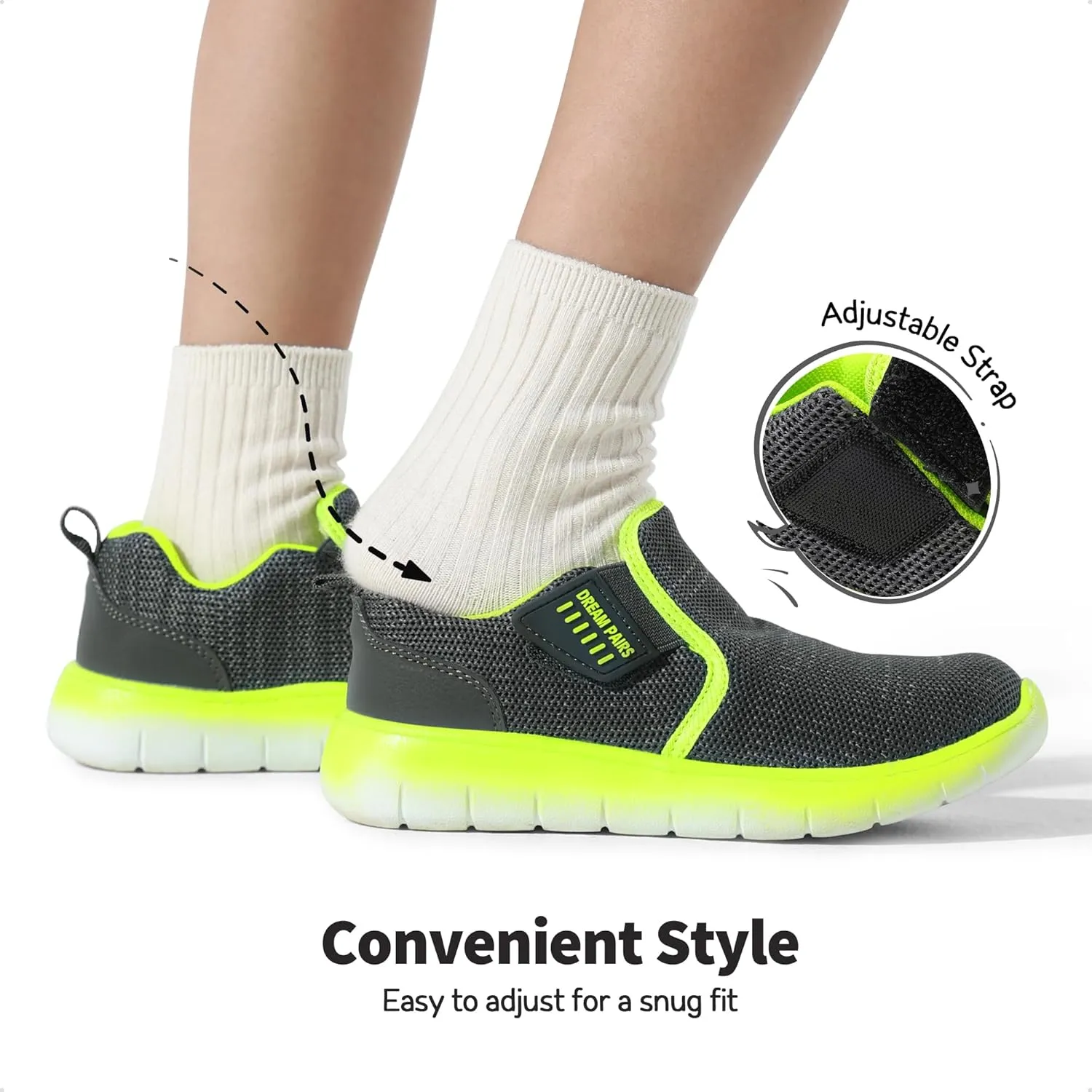 DREAM PAIRS Boys Girls Shoes Kids Slip on Tennis EZ-Ons MightyMovers Running Athletic Barefoot Zero Drop Sports Sneakers