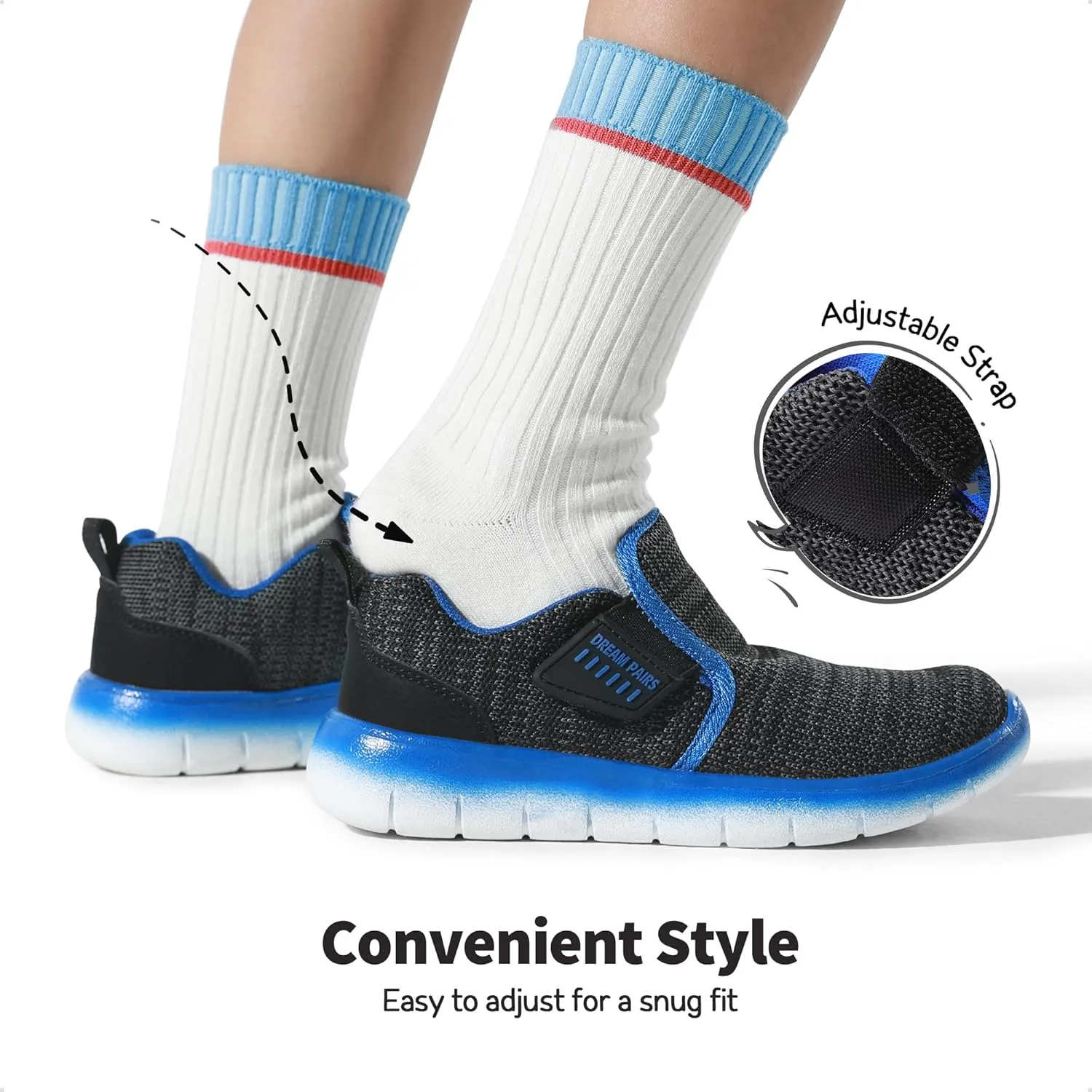 DREAM PAIRS Boys Girls Shoes Kids Slip on Tennis EZ-Ons MightyMovers Running Athletic Barefoot Zero Drop Sports Sneakers