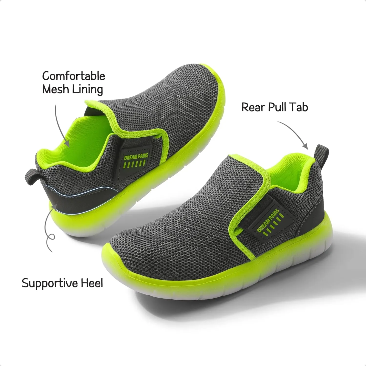 DREAM PAIRS Boys Girls Shoes Kids Slip on Tennis EZ-Ons MightyMovers Running Athletic Barefoot Zero Drop Sports Sneakers