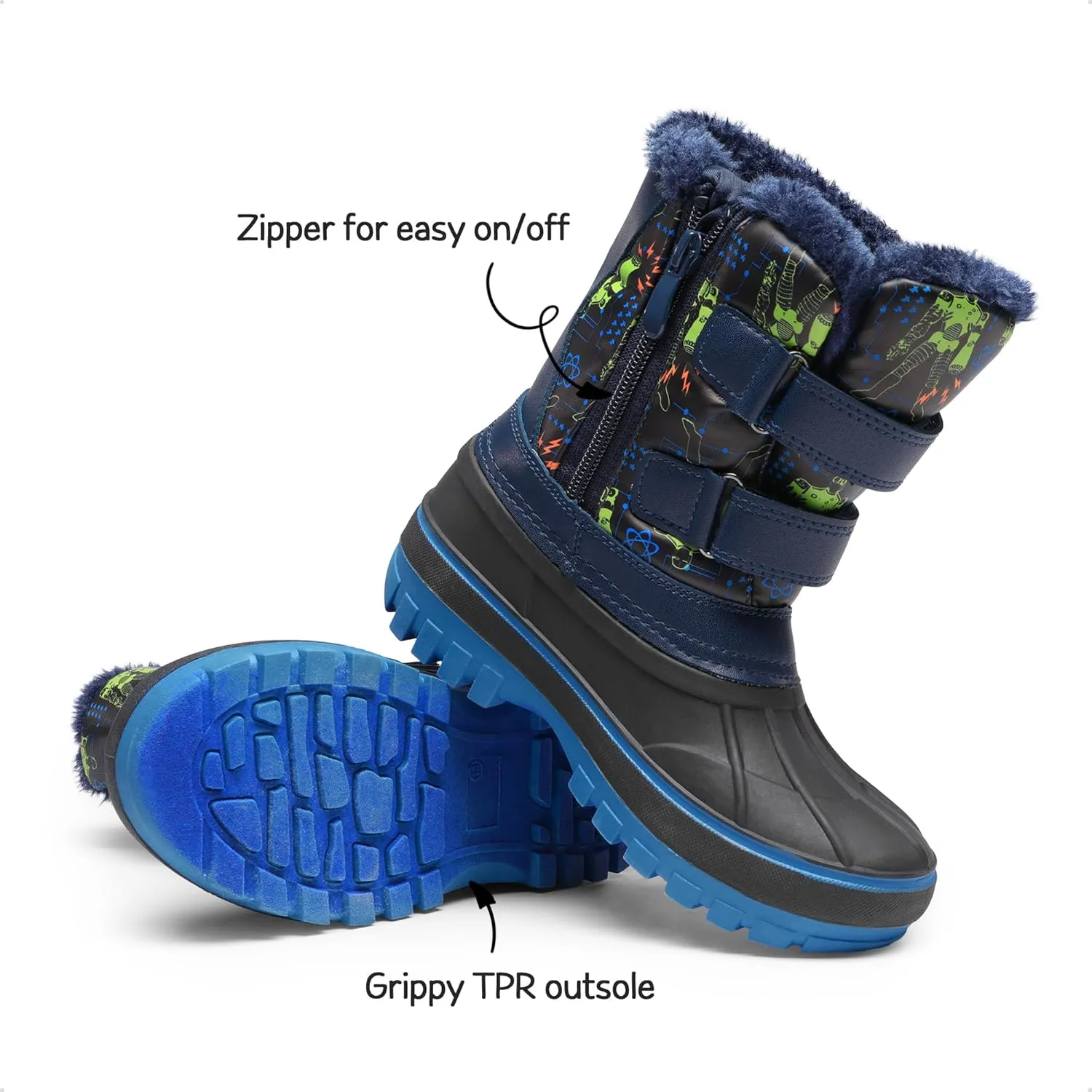 DREAM PAIRS Boys Girls Snow Boots Water-Resistant Outdoor Sport Warm Cozy Anti-Slip Cute Ankle Winter Shoes for Toddler/Little/Big Kid