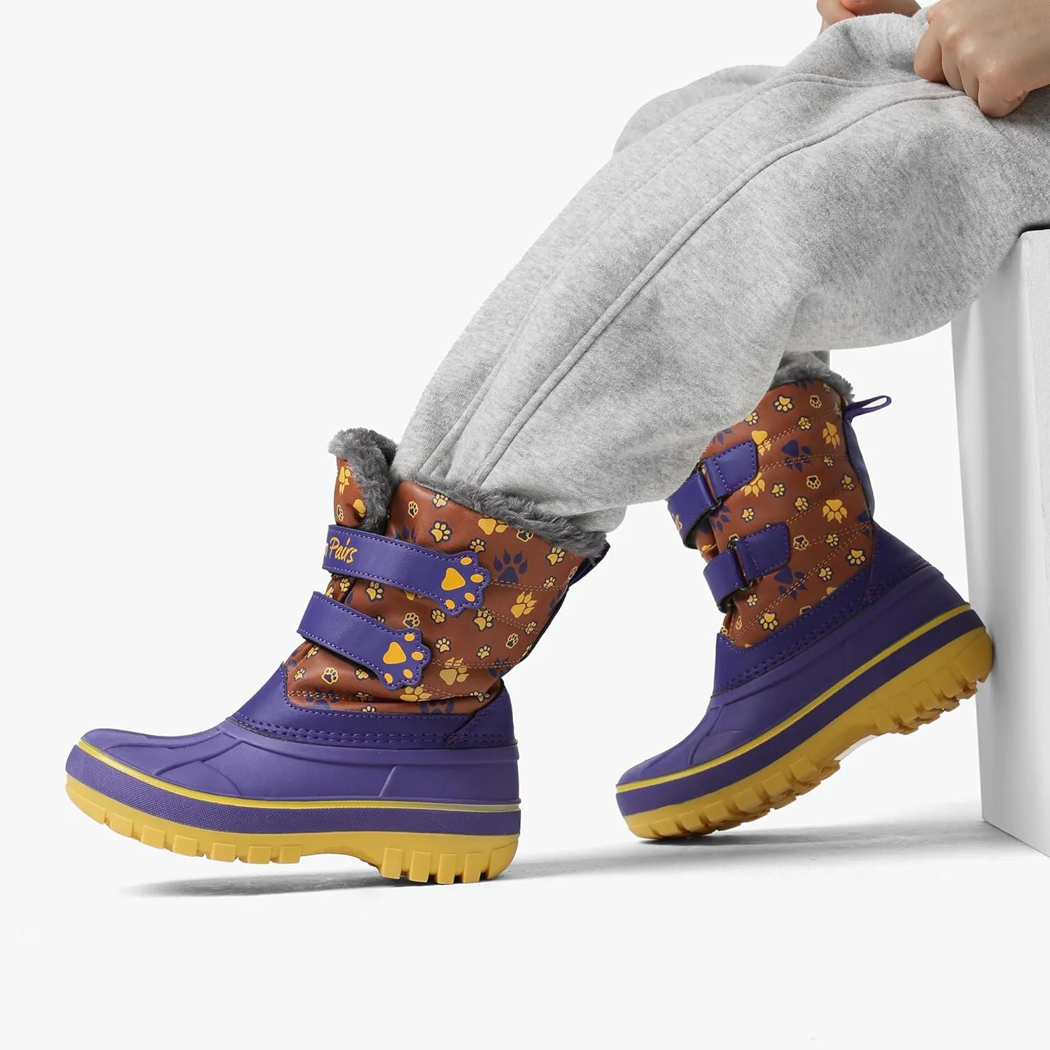 DREAM PAIRS Boys Girls Snow Boots Water-Resistant Outdoor Sport Warm Cozy Anti-Slip Cute Ankle Winter Shoes for Toddler/Little/Big Kid