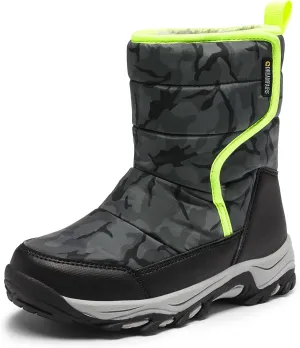 DREAM PAIRS Boys Girls Snow Boots Waterproof Hook and Loop Mid Calf Faux Fur Lining Winter Shoes for Little/Big Kids
