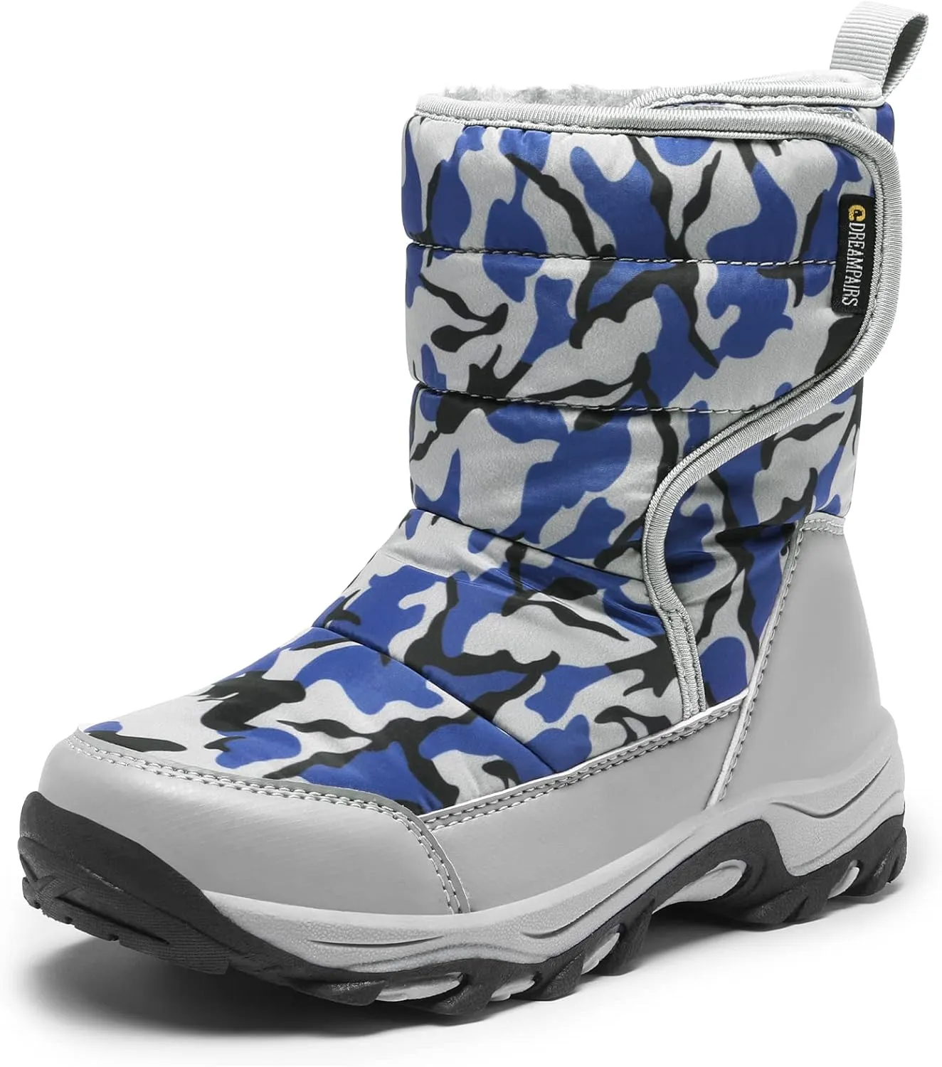 DREAM PAIRS Boys Girls Snow Boots Waterproof Hook and Loop Mid Calf Faux Fur Lining Winter Shoes for Little/Big Kids