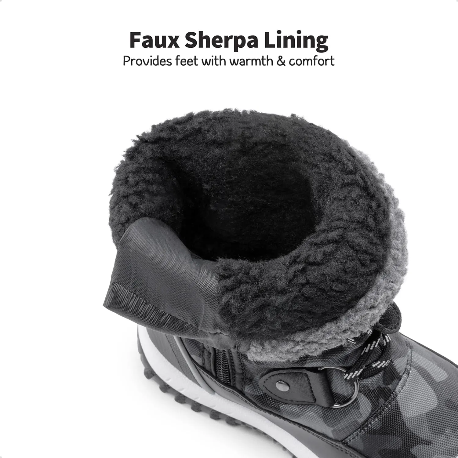 DREAM PAIRS Boys Snow Boots Camouflage Slip Resistant Faux Fur Lined Winter Shoes for Little/Big Kid