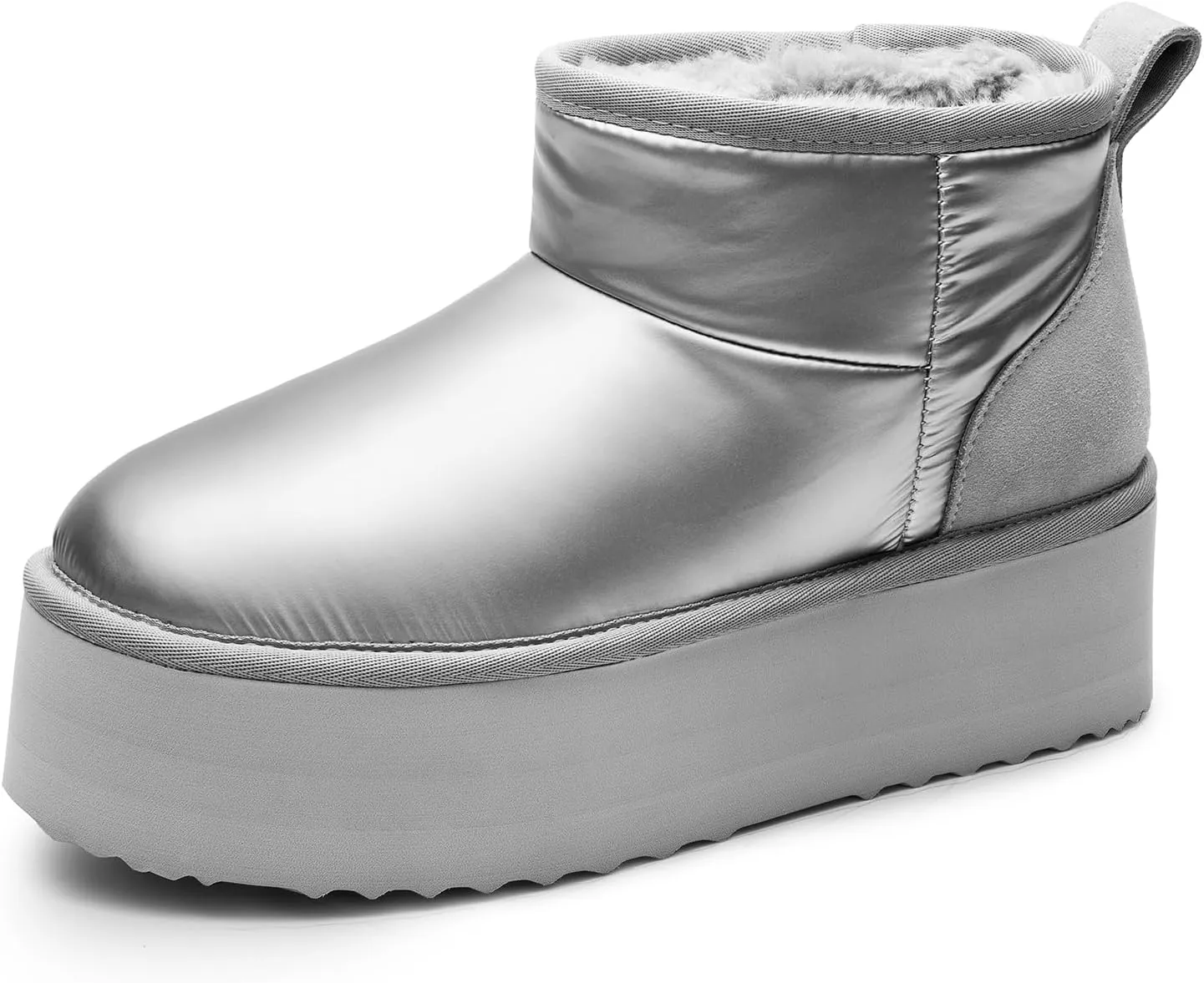DREAM PAIRS FuzzyClassic Platform Mini Boots for Women Suede Genuine Leather, Classic Winter Ankle Snow Boots with Memory Foam Insole Lightweight Anti-Slip Outsole Outdoor