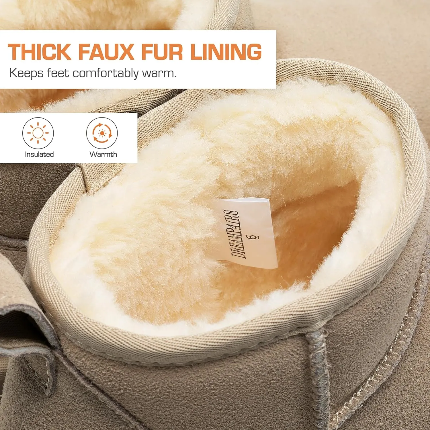 DREAM PAIRS FuzzyClassic Platform Mini Boots for Women Suede Genuine Leather, Classic Winter Ankle Snow Boots with Memory Foam Insole Lightweight Anti-Slip Outsole Outdoor