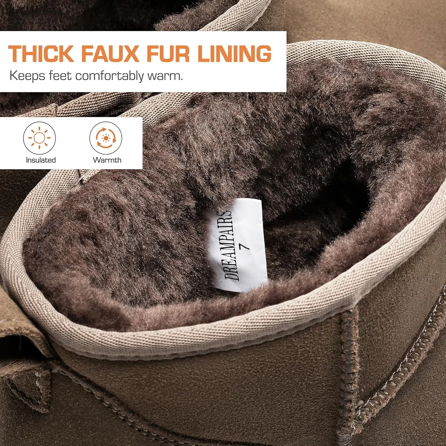 DREAM PAIRS FuzzyClassic Platform Mini Boots for Women Suede Genuine Leather, Classic Winter Ankle Snow Boots with Memory Foam Insole Lightweight Anti-Slip Outsole Outdoor