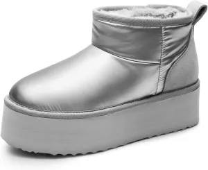 DREAM PAIRS FuzzyClassic Platform Mini Boots for Women Suede Genuine Leather, Classic Winter Ankle Snow Boots with Memory Foam Insole Lightweight Anti-Slip Outsole Outdoor