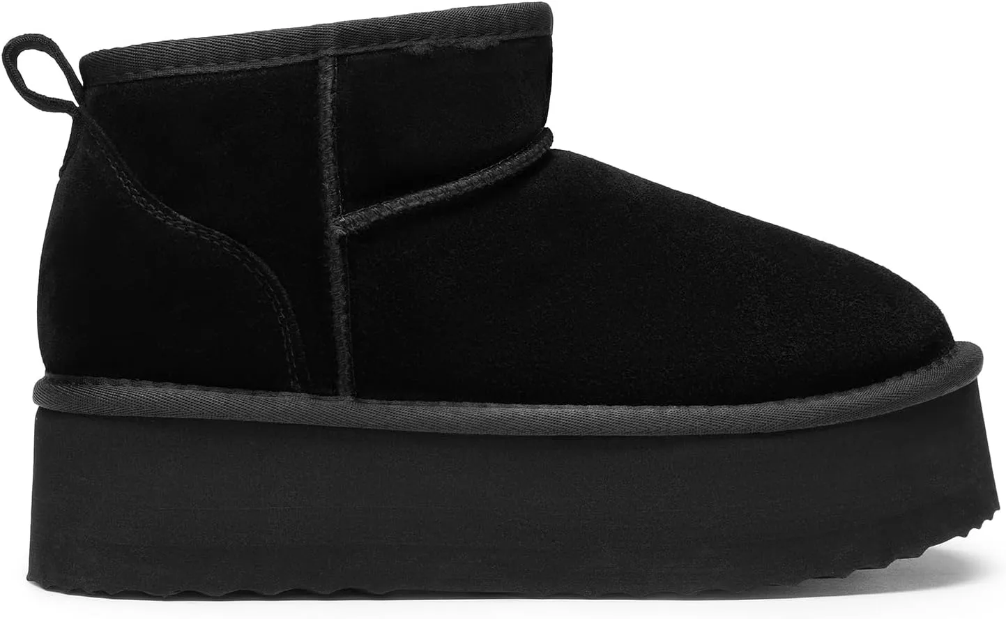 DREAM PAIRS FuzzyClassic Platform Mini Boots for Women Suede Genuine Leather, Classic Winter Ankle Snow Boots with Memory Foam Insole Lightweight Anti-Slip Outsole Outdoor