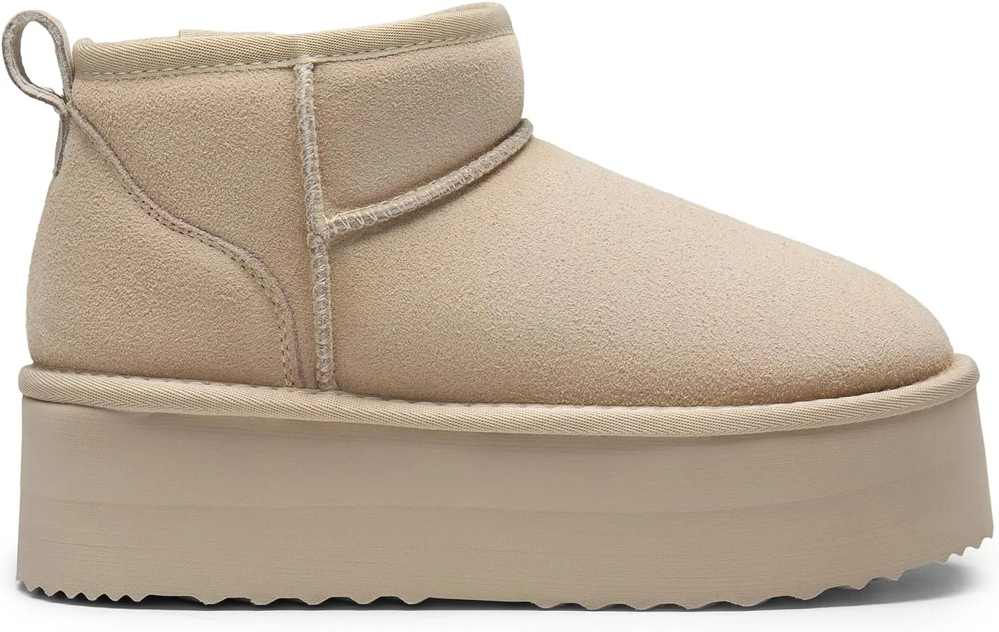 DREAM PAIRS FuzzyClassic Platform Mini Boots for Women Suede Genuine Leather, Classic Winter Ankle Snow Boots with Memory Foam Insole Lightweight Anti-Slip Outsole Outdoor
