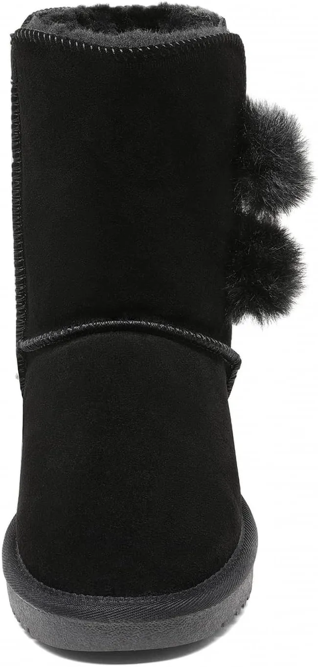 DREAM PAIRS Girls Boots Kids Boys Winter Snow Suede Mid Calf Boots Faux Fur Lined FuzzyChic Kid's Lolly for Little Kid/Big Kid