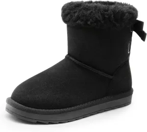 DREAM PAIRS Girls Boots Kids Winter Faux Fur Warm Snow Ankle FuzzyChic Kid's Bow Boots for Toddler/Little Kid