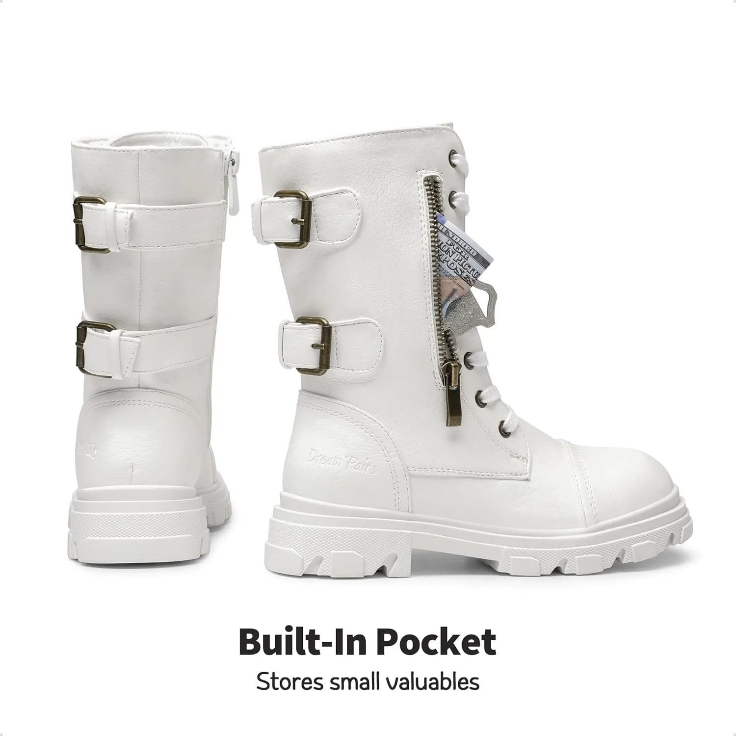 DREAM PAIRS Girls Combat Boots Side Zipper Ankle Booties Toddler/Little Kid/Big Kid