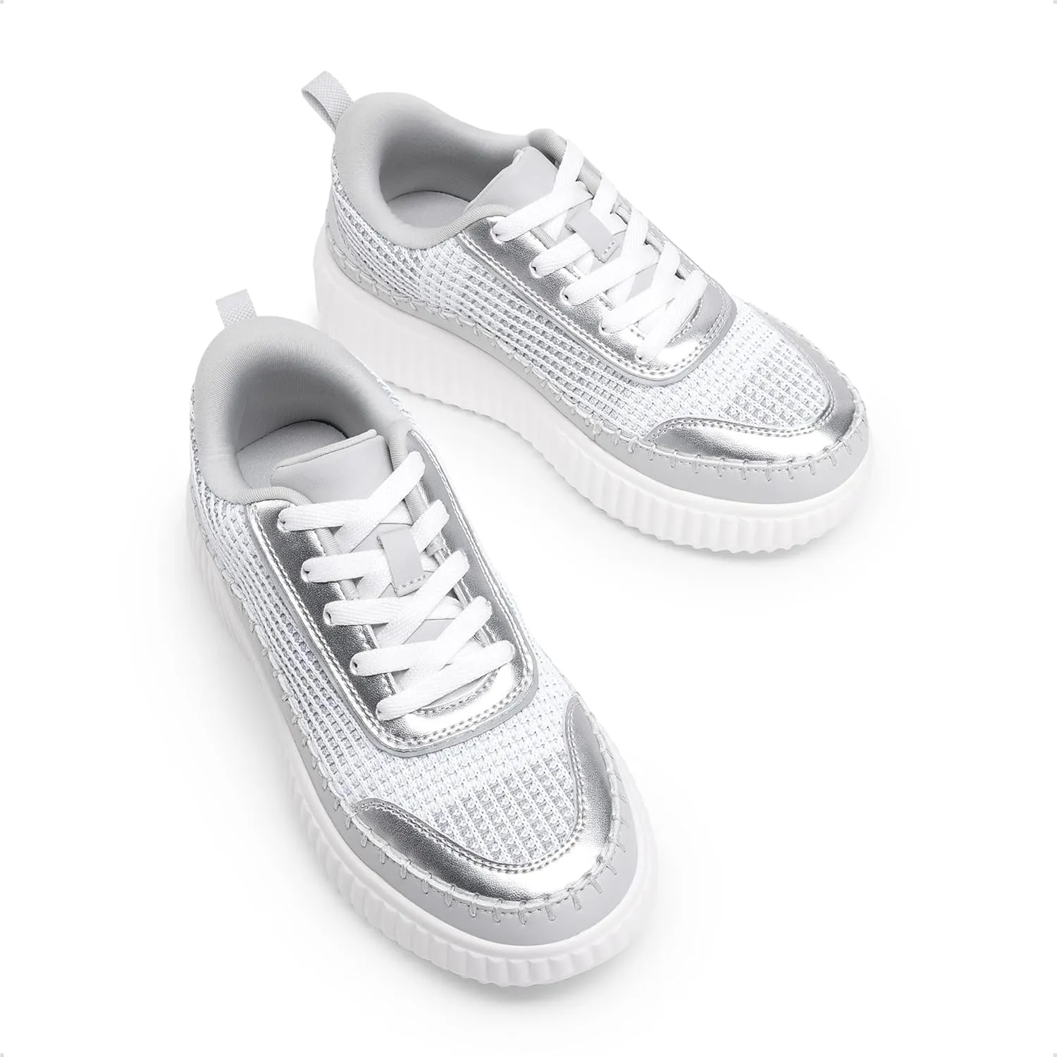DREAM PAIRS Girls Fashion Sneakers Tennis Shoes Kids Platform Lightweight Lace Up Casual Walking Shoes
