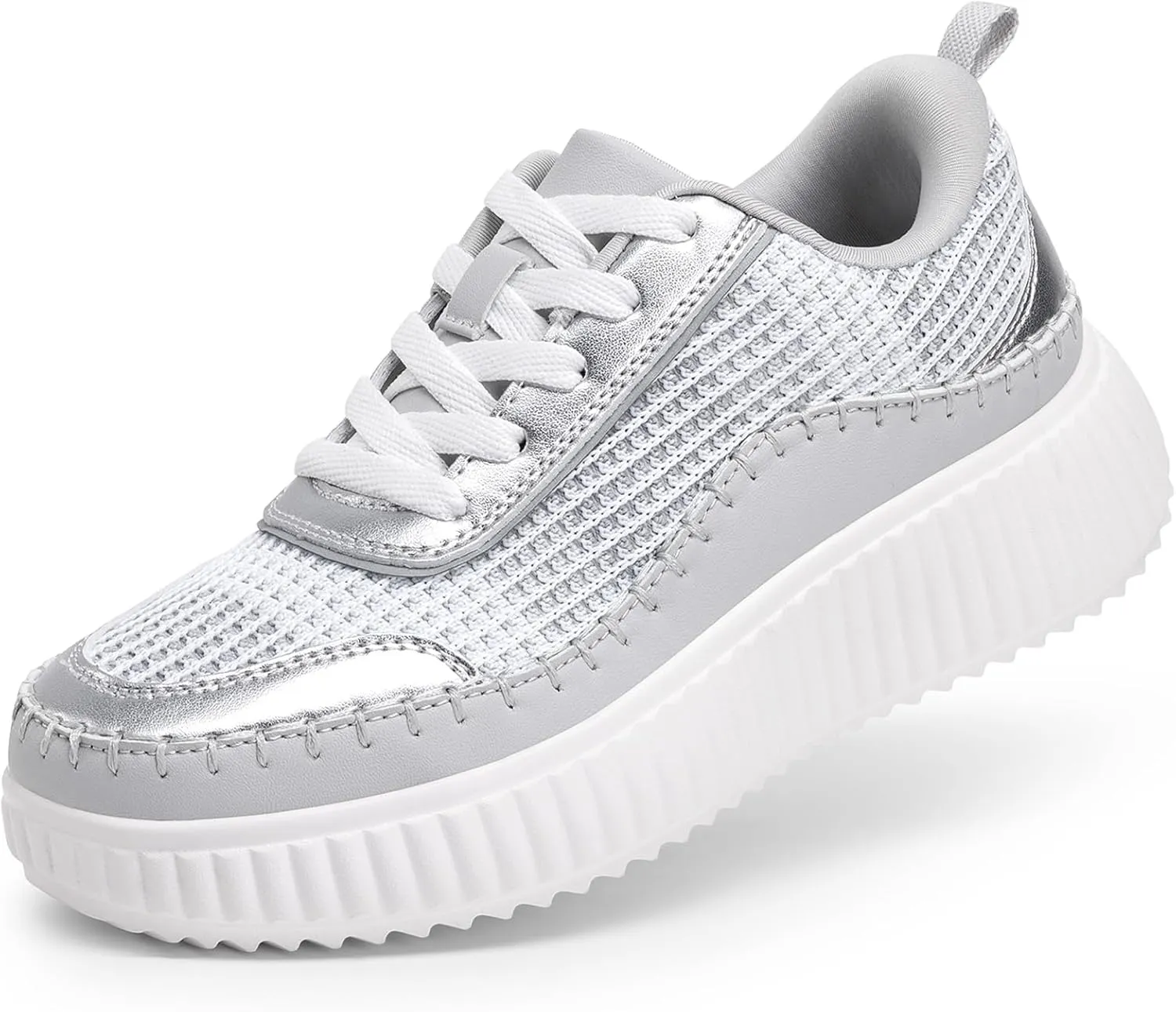 DREAM PAIRS Girls Fashion Sneakers Tennis Shoes Kids Platform Lightweight Lace Up Casual Walking Shoes