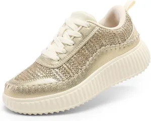DREAM PAIRS Girls Fashion Sneakers Tennis Shoes Kids Platform Lightweight Lace Up Casual Walking Shoes
