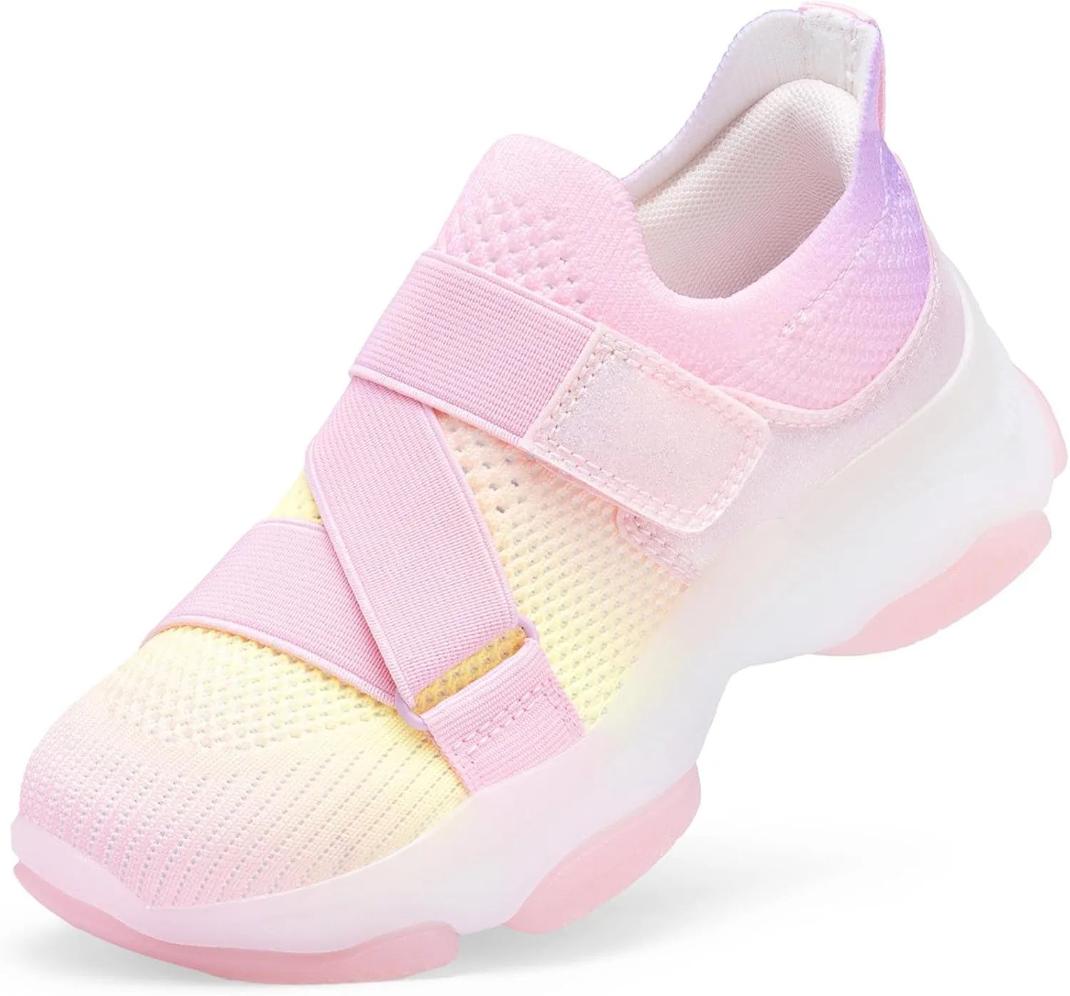 DREAM PAIRS Kids Sneakers Girls Slip-On Shoes Z-Strap Colorful Jelly Sole Walking Shoes