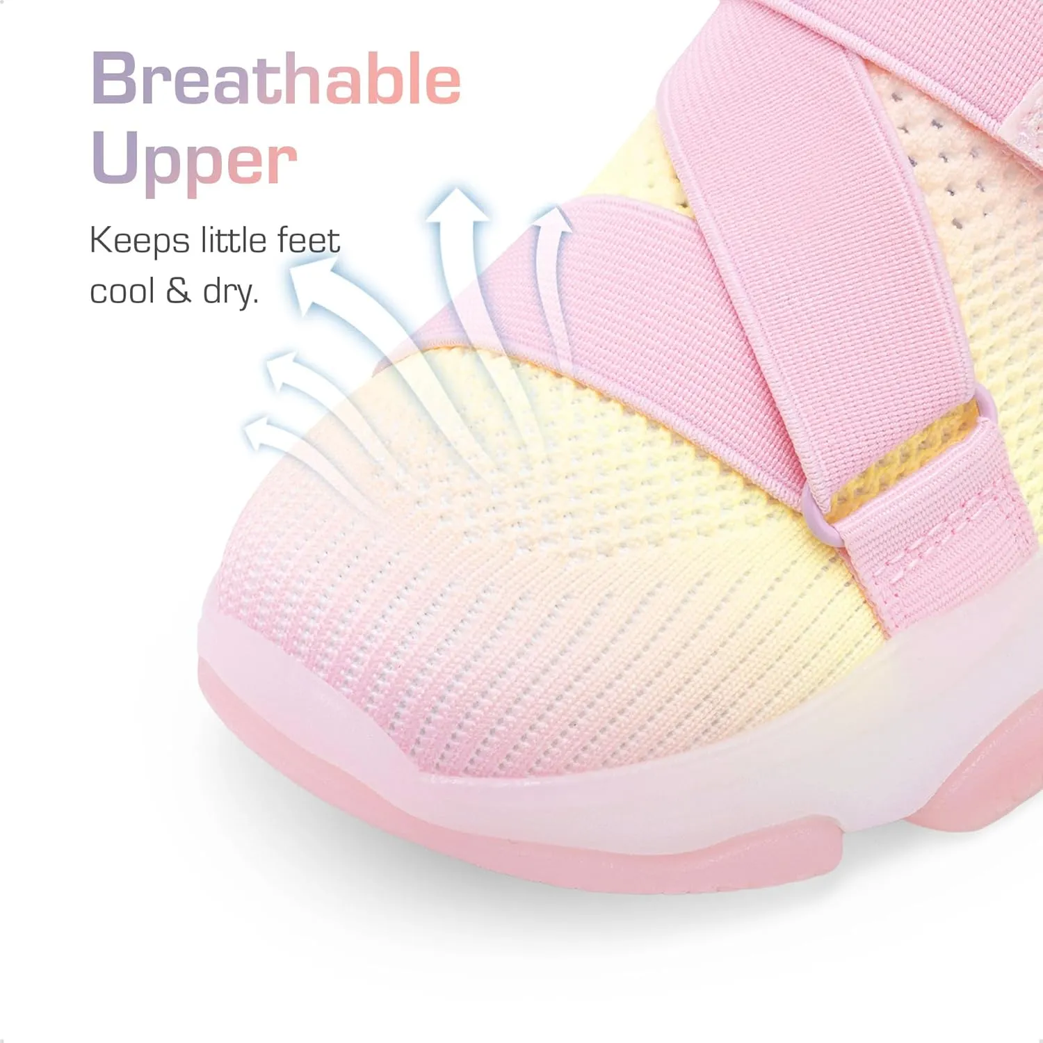 DREAM PAIRS Kids Sneakers Girls Slip-On Shoes Z-Strap Colorful Jelly Sole Walking Shoes