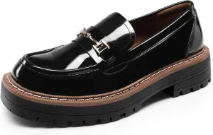 DREAM PAIRS Loafers for Women Platform Chunky Heel Slip On Loafers Business Office Casual Dressy Loafer Shoes