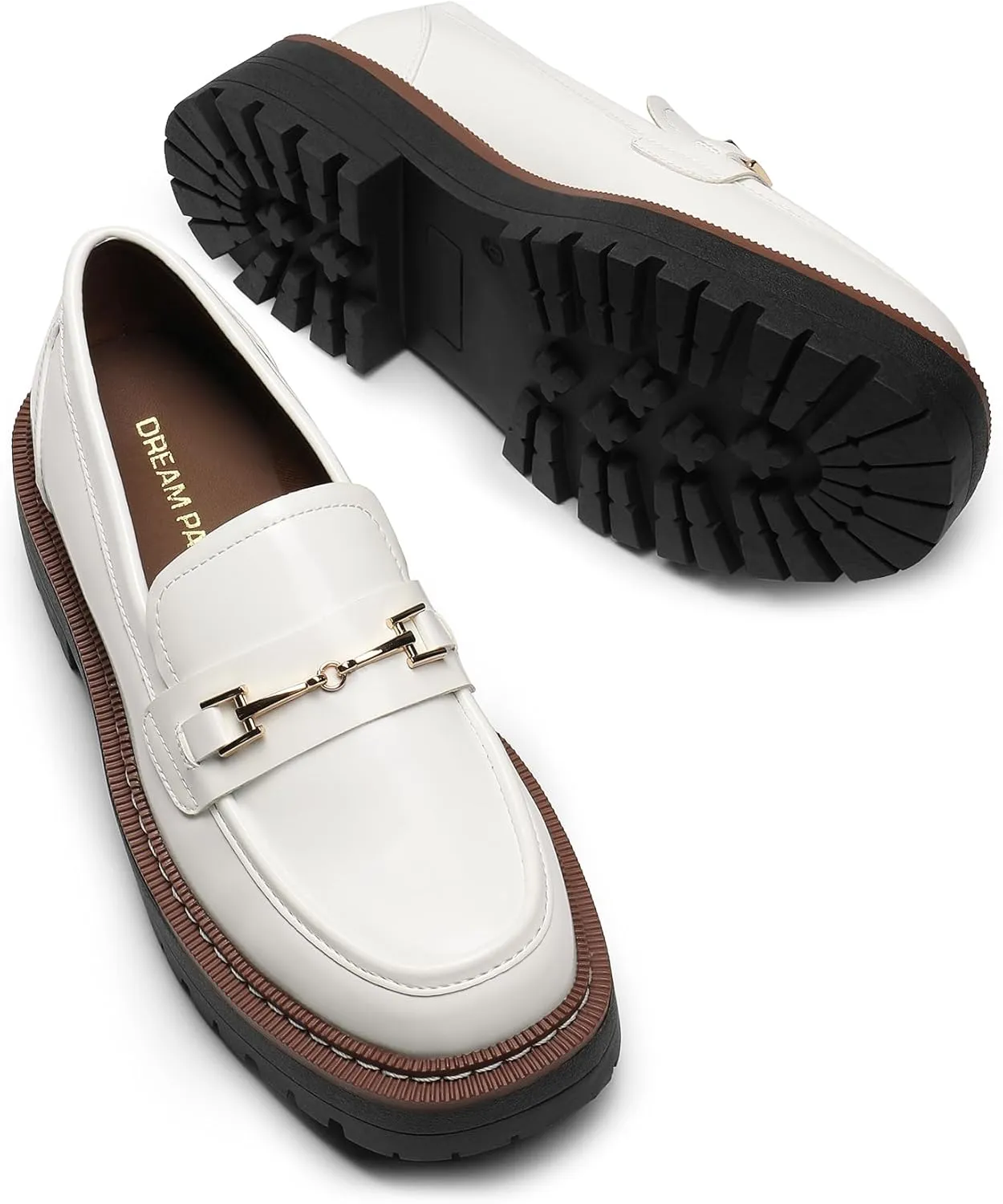 DREAM PAIRS Loafers for Women Platform Chunky Heel Slip On Loafers Business Office Casual Dressy Loafer Shoes