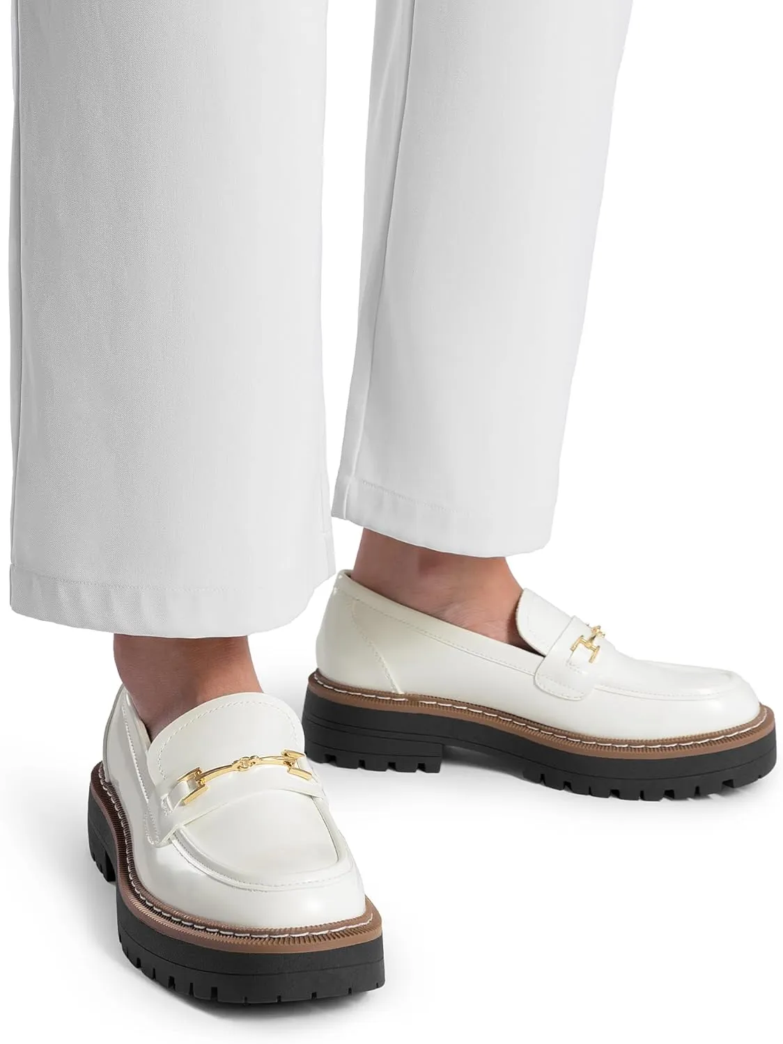 DREAM PAIRS Loafers for Women Platform Chunky Heel Slip On Loafers Business Office Casual Dressy Loafer Shoes