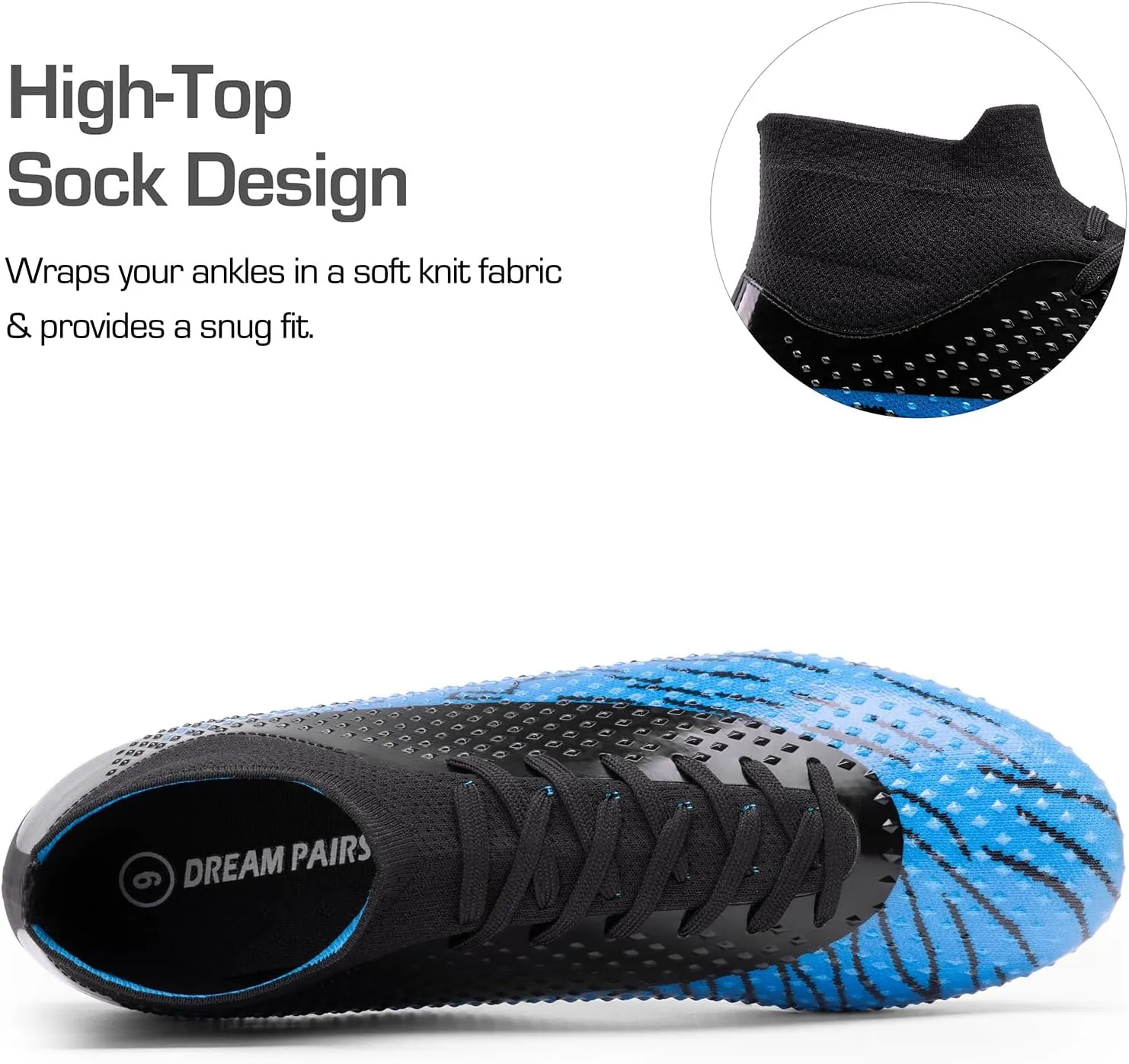 DREAM PAIRS Men's Soccer Cleats Lightweight Football Cleats Professional Training High-top Soccer Shoes