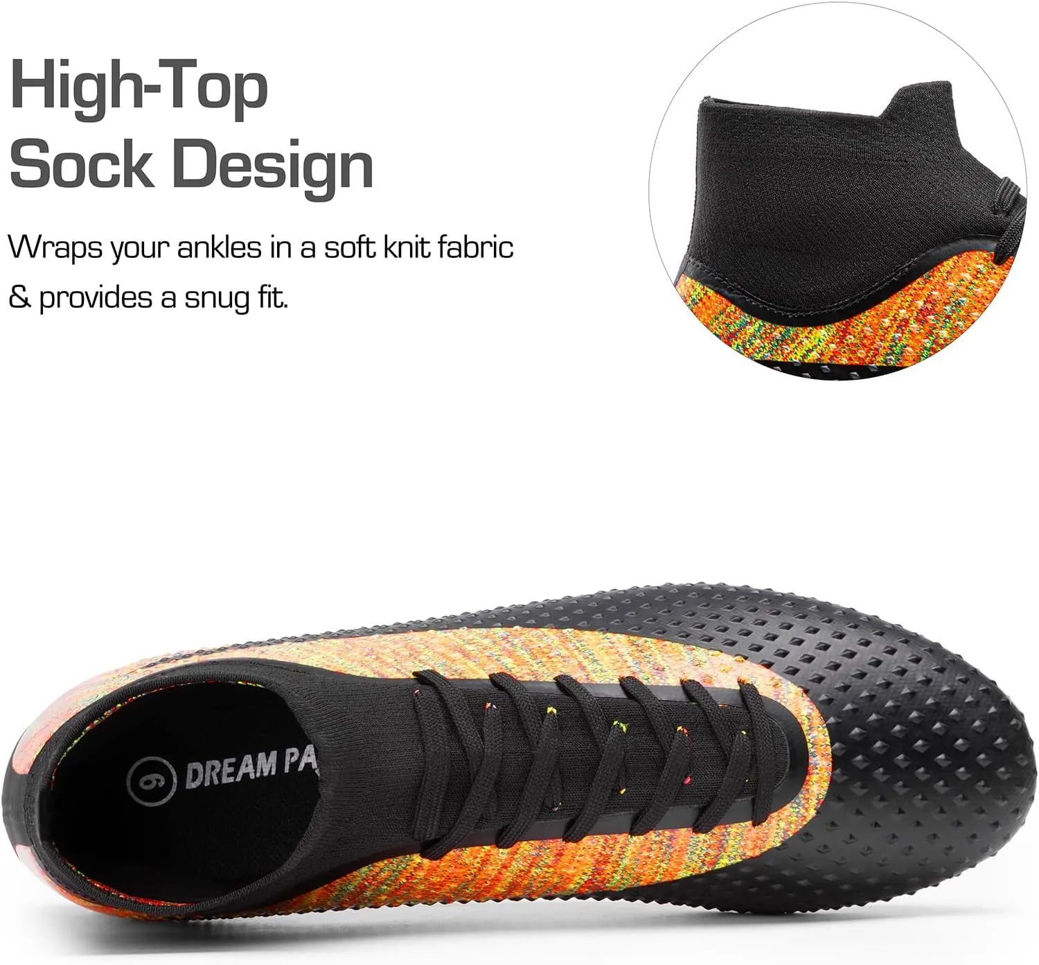 DREAM PAIRS Men's Soccer Cleats Lightweight Football Cleats Professional Training High-top Soccer Shoes