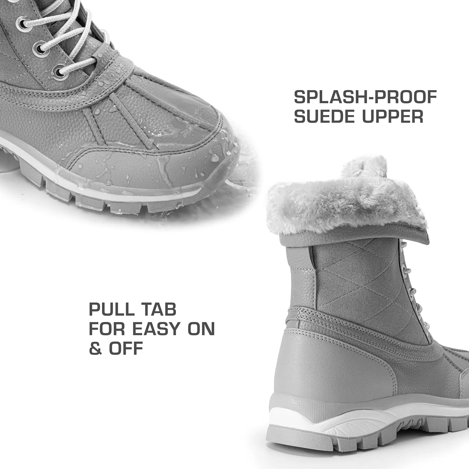 DREAM PAIRS Snow Boots for Women Waterproof Mid Calf Lace Up Duck Boots Warm Faux Fur FuzzyGo Bold Winter Boots for Outdoor