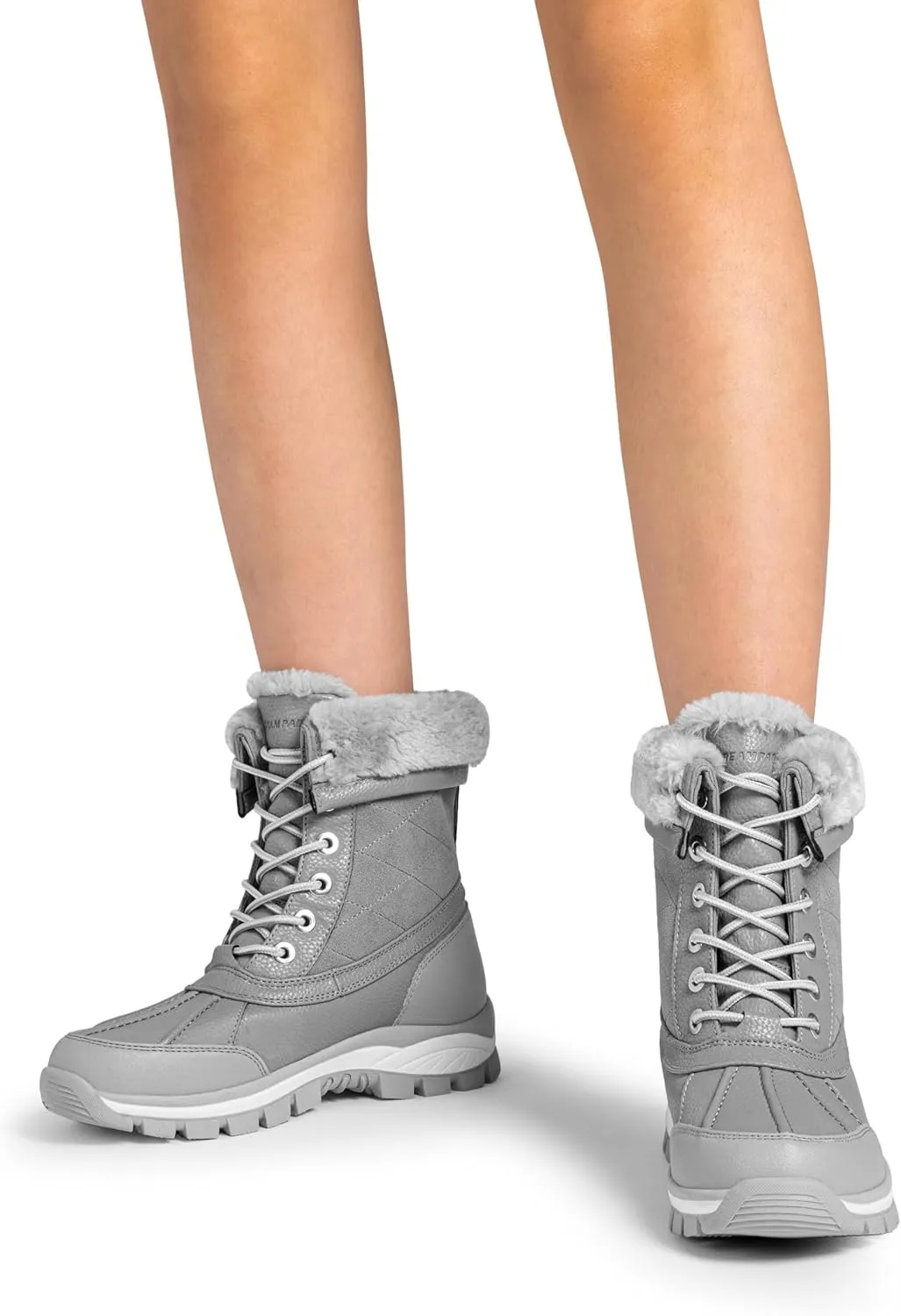 DREAM PAIRS Snow Boots for Women Waterproof Mid Calf Lace Up Duck Boots Warm Faux Fur FuzzyGo Bold Winter Boots for Outdoor