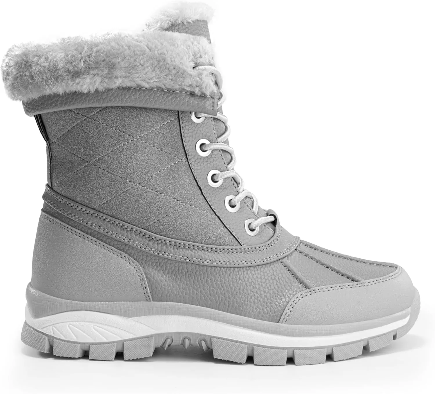 DREAM PAIRS Snow Boots for Women Waterproof Mid Calf Lace Up Duck Boots Warm Faux Fur FuzzyGo Bold Winter Boots for Outdoor