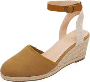 DREAM PAIRS Women's Ankle Strap Closed Toe Espadrille Wedge Heels Sandals