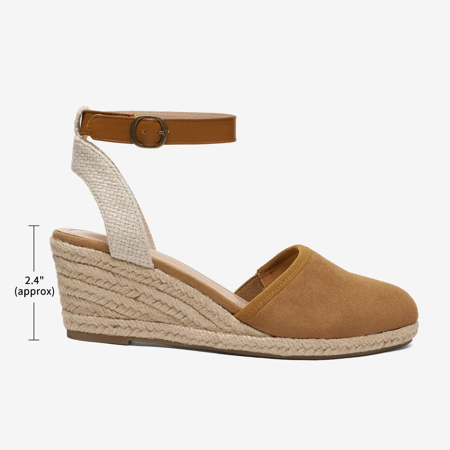 DREAM PAIRS Women's Ankle Strap Closed Toe Espadrille Wedge Heels Sandals